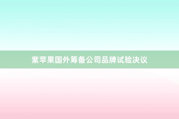 紫苹果国外筹备公司品牌试验决议